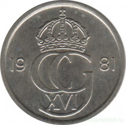 Монета. Швеция. 25 эре 1981 год.