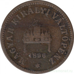 Монета. Венгрия. 2 филлера 1896 год.