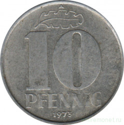 Монета. ГДР. 10 пфеннигов 1973 год.