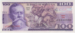 Банкнота. Мексика. 100 песо 1974 год. Тип 3.