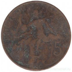 Монета. Франция. 5 сантимов 1900 год.