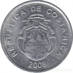 Монета. Коста-Рика. 10 колонов 2008 год.