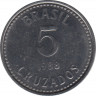 Монета. Бразилия. 5 крузадо 1988 год.  ав.
