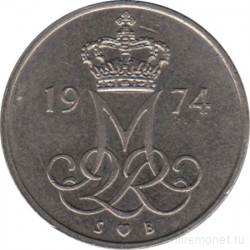 Монета. Дания. 10 эре 1974 год.