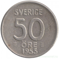 Монета. Швеция. 50 эре 1955 год.