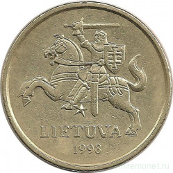 Монета. Литва. 20 центов 1998 год.