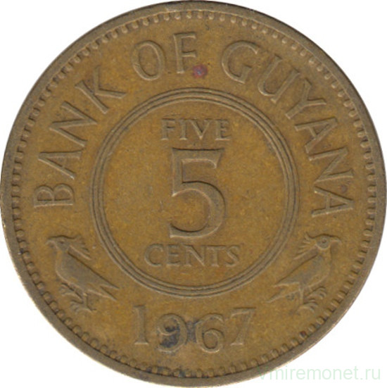 Монета. Гайана. 5 центов 1967 год.