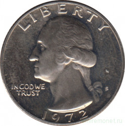 Монета. США. 25 центов 1972 год. Монетный двор S.