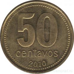 Монета. Аргентина. 50 сентаво 2010 год.