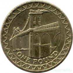 Монета. Великобритания. 1 фунт 2005 год. Висячий мост через Менай.