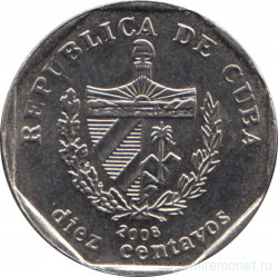 Монета. Куба. 10 сентаво 2008 год (конвертируемый песо).