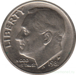 Монета. США. 10 центов 1981 год. Монетный двор P.