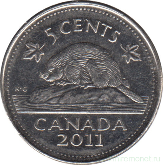 Монета. Канада. 5 центов 2011 год.