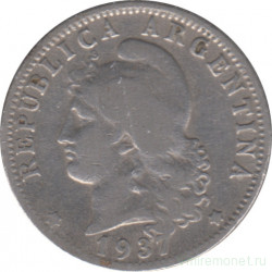 Монета. Аргентина. 20 сентаво 1937 год.