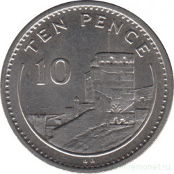 Монета. Гибралтар. 10 пенсов 1991 год. "AA" на реверсе.