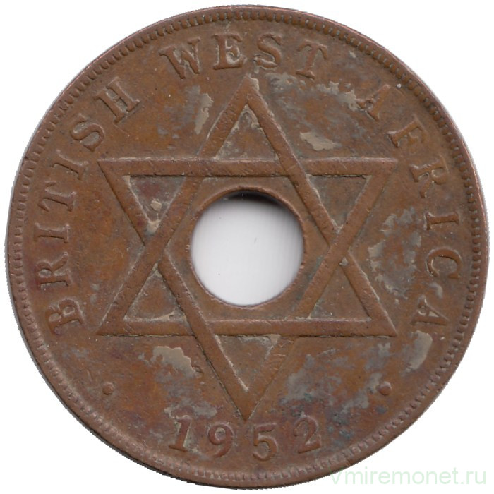 Монета. Британская Западная Африка. 1 пенни 1952 год.