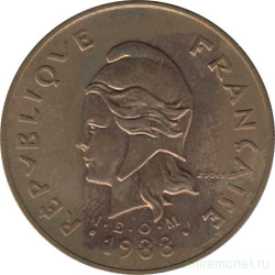 Монета. Французская Полинезия. 100 франков 1988 год.