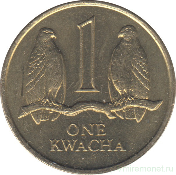 Монета. Замбия. 1 квача 1989 год.