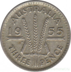 Монета. Австралия. 3 пенса 1955 год.