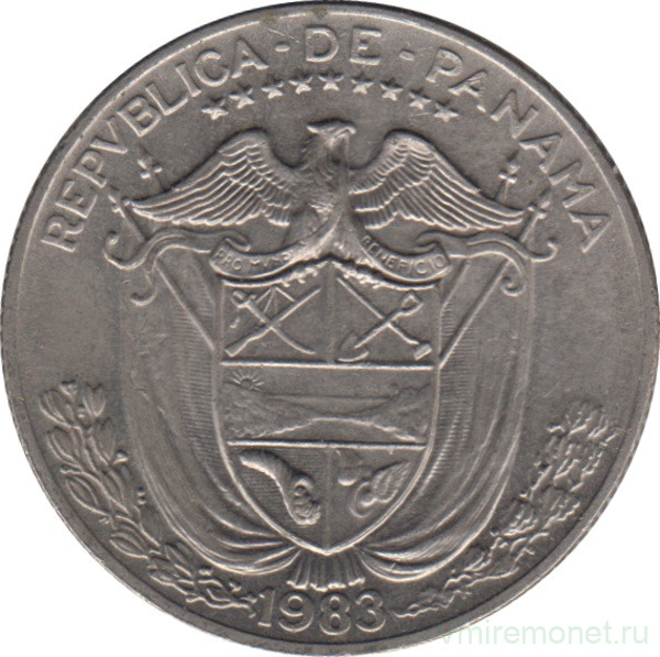 Монета. Панама. 1/4 бальбоа 1983 год.