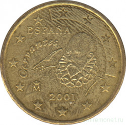 Монета. Испания. 10 центов 2001 год.