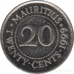 Монета. Маврикий. 20 центов 1999 год.