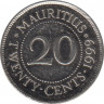 Монета. Маврикий. 20 центов 1999 год. ав.