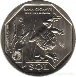 Монета. Перу. 1 соль 2019 год. Фауна Перу. Водяная лягушка Титикака.
