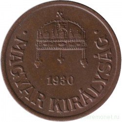 Монета. Венгрия. 1 филлер 1930 год.