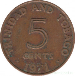 Монета. Тринидад и Тобаго. 5 центов 1971 год.
