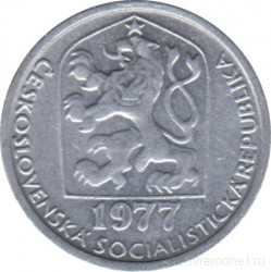 Монета. Чехословакия. 10 геллеров 1977 год.