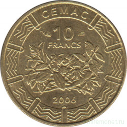 Монета. Центральноафриканский экономический и валютный союз (ВЕАС). 10 франков 2006 год.