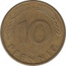 Монета. ФРГ. 10 пфеннигов 1973 год. Монетный двор - Карлсруэ (G). рев.