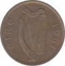 Монета. Ирландия. 2 шиллинга 6 пенсов (1/2 кроны) 1961 год. ав.