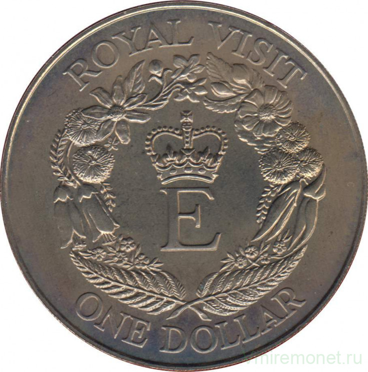 Монета. Новая Зеландия. 1 доллар 1986 год. Королевский визит.