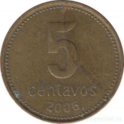 Монета. Аргентина. 5 сентаво 2006 год.