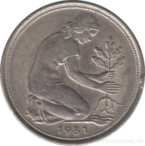 Монета. ФРГ. 50 пфеннигов 1981 год. Монетный двор - Штутгарт (F).