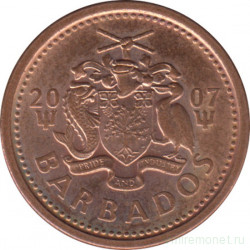 Монета. Барбадос. 1 цент 2007 год. Магнитная.