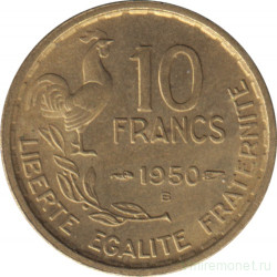 Монета. Франция. 10 франков 1950 год. Монетный двор - Бомон-ле-Роже(B).