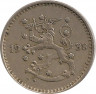 Аверс.Монета. Финляндия. 1 марка 1938 год.