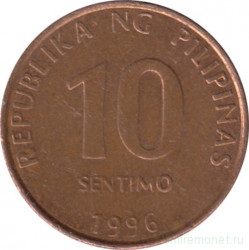 Монета. Филиппины. 10 сентимо 1996 год.