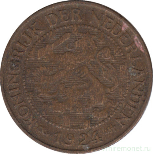 Монета. Нидерланды. 1 цент 1924 год.