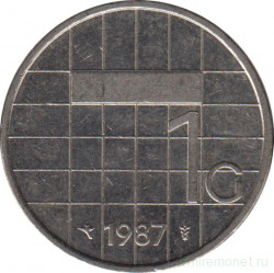 Монета. Нидерланды. 1 гульден 1987 год.