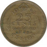 Монета. Цейлон (Шри-Ланка). 25 центов 1943 год. ав.