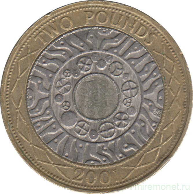 Монета. Великобритания. 2 фунта 2001 год.
