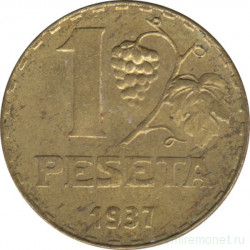 Монета. Испания. 1 песета 1937 год.