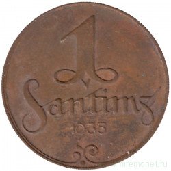 Монета. Латвия. 1 сантим 1935 год.