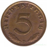 Монета. Германия. Третий Рейх. 5 рейхспфеннигов 1939 год. Монетный двор - Мюнхен (D).