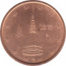 Монета. Италия. 2 цента 2010 год. ав.