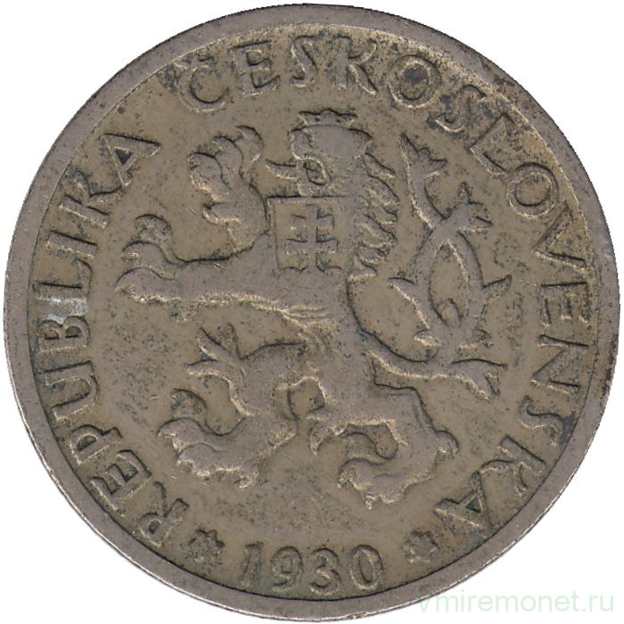 Монета. Чехословакия. 1 крона 1930 год.